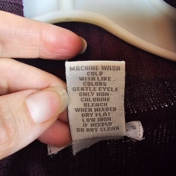 Tweeds Merino Blend Sweater Dress Sz M Purple Turtleneck 3/4 Sleeves Pockets - Picture 6 of 6